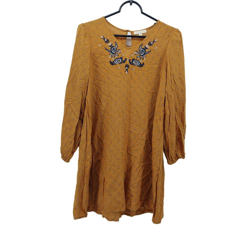 Chelsea Violet Womens XL Top Tunic Tribal Embryoid Mustard Yellow